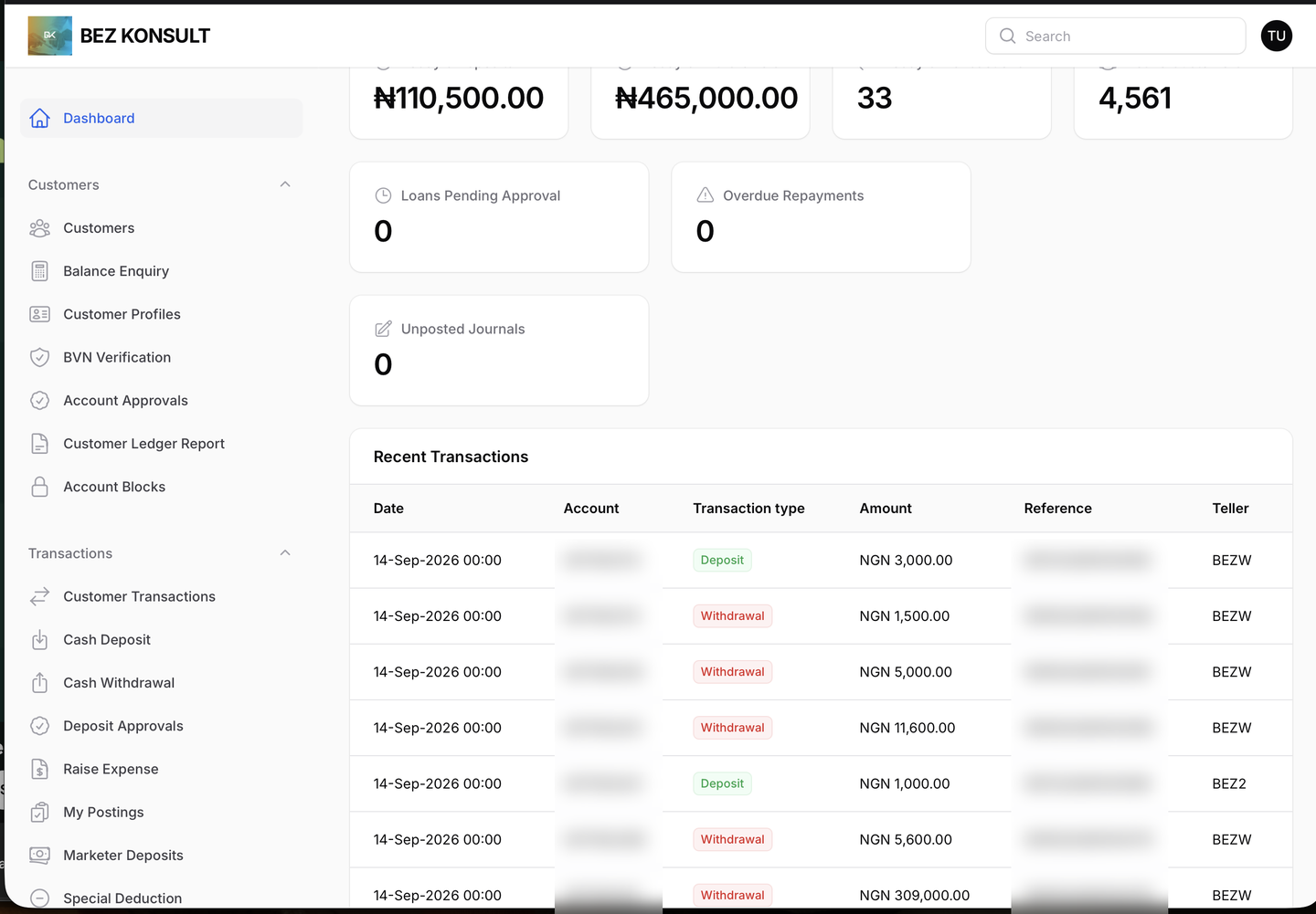 Zenus Banking Pro dashboard